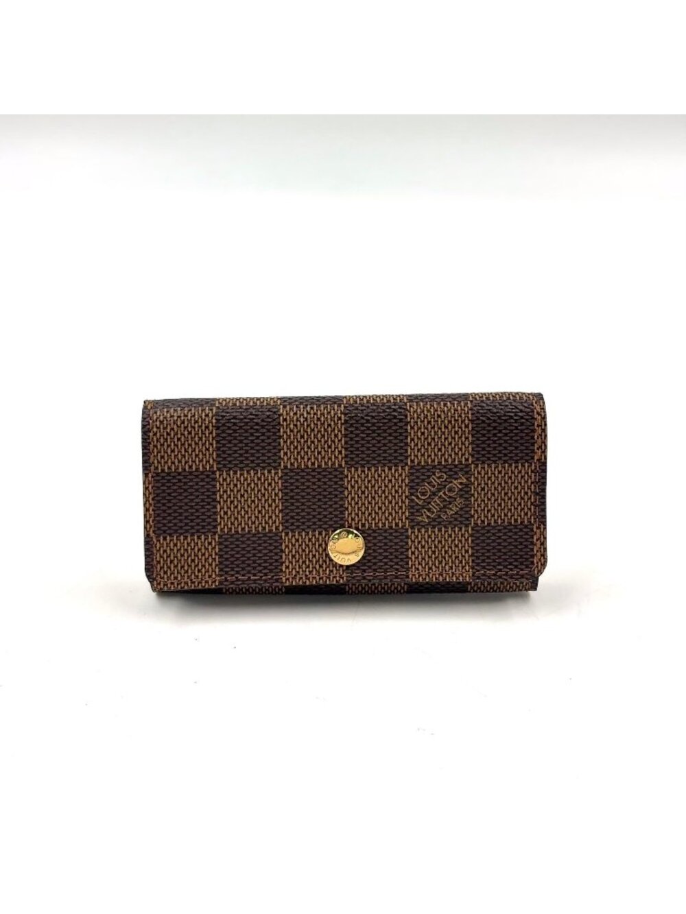 Louis Vuitton Multicles 4 Damier Ebene Leather Brown Key Case Gold Key Holder